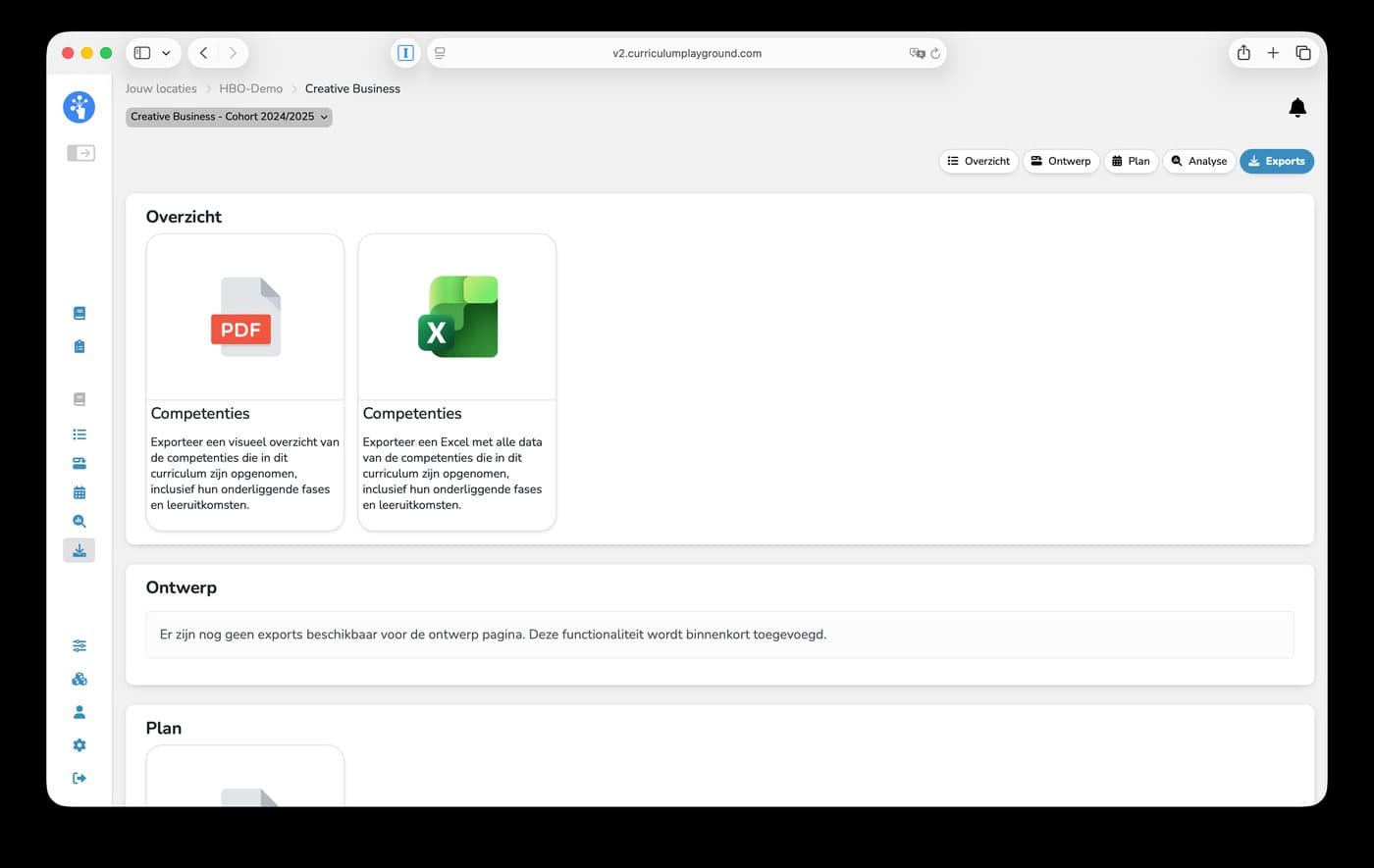 Koppelingen en exports via OOAPI in Curriculum Playground